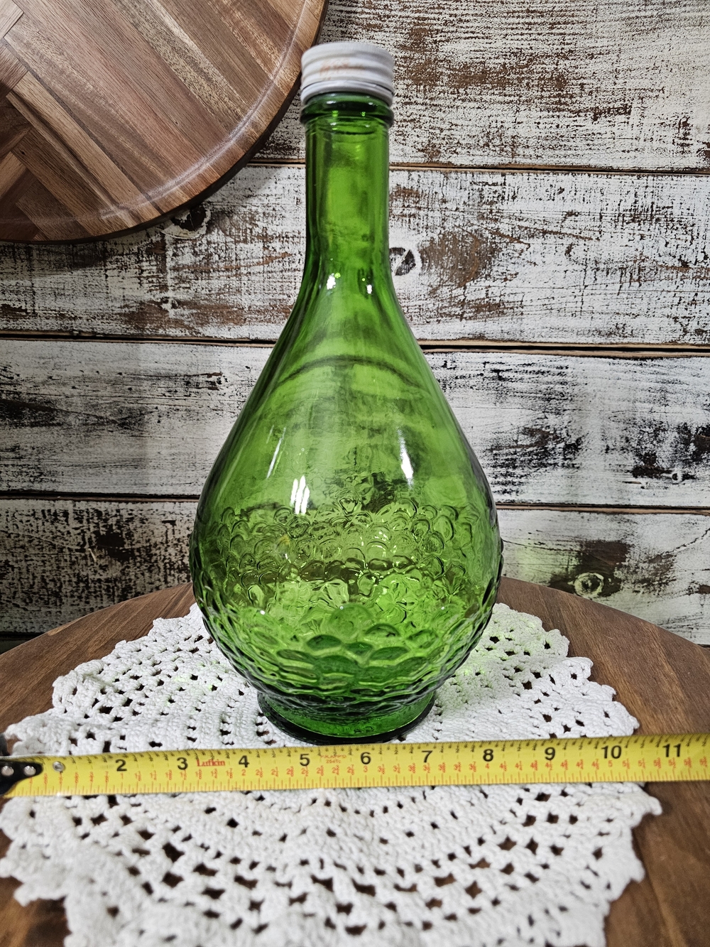 Green Textured Glass Bottle Vase - Picture 7 of 8